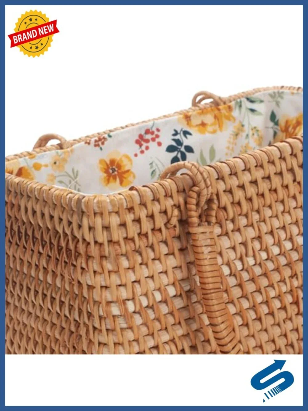 Small Rattan Wicker Basket Purse Handwoven Summer Beach Bag Top Handle